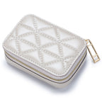 Genuine Leather Lipstick Bag with Mirror | Lingge Embossed - SAAVVY