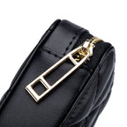 Genuine Leather Lipstick Bag with Mirror | Lingge Embossed - SAAVVY