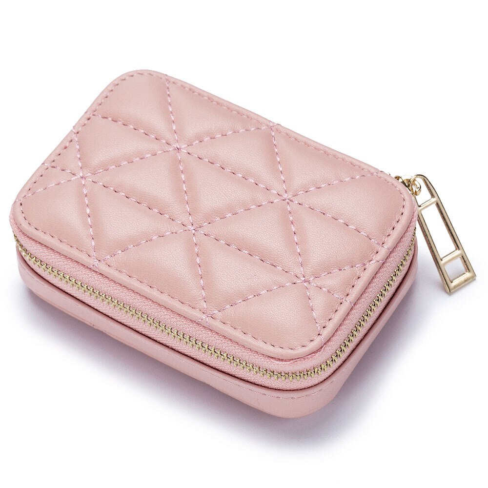 Genuine Leather Lipstick Bag with Mirror | Lingge Embossed - SAAVVY