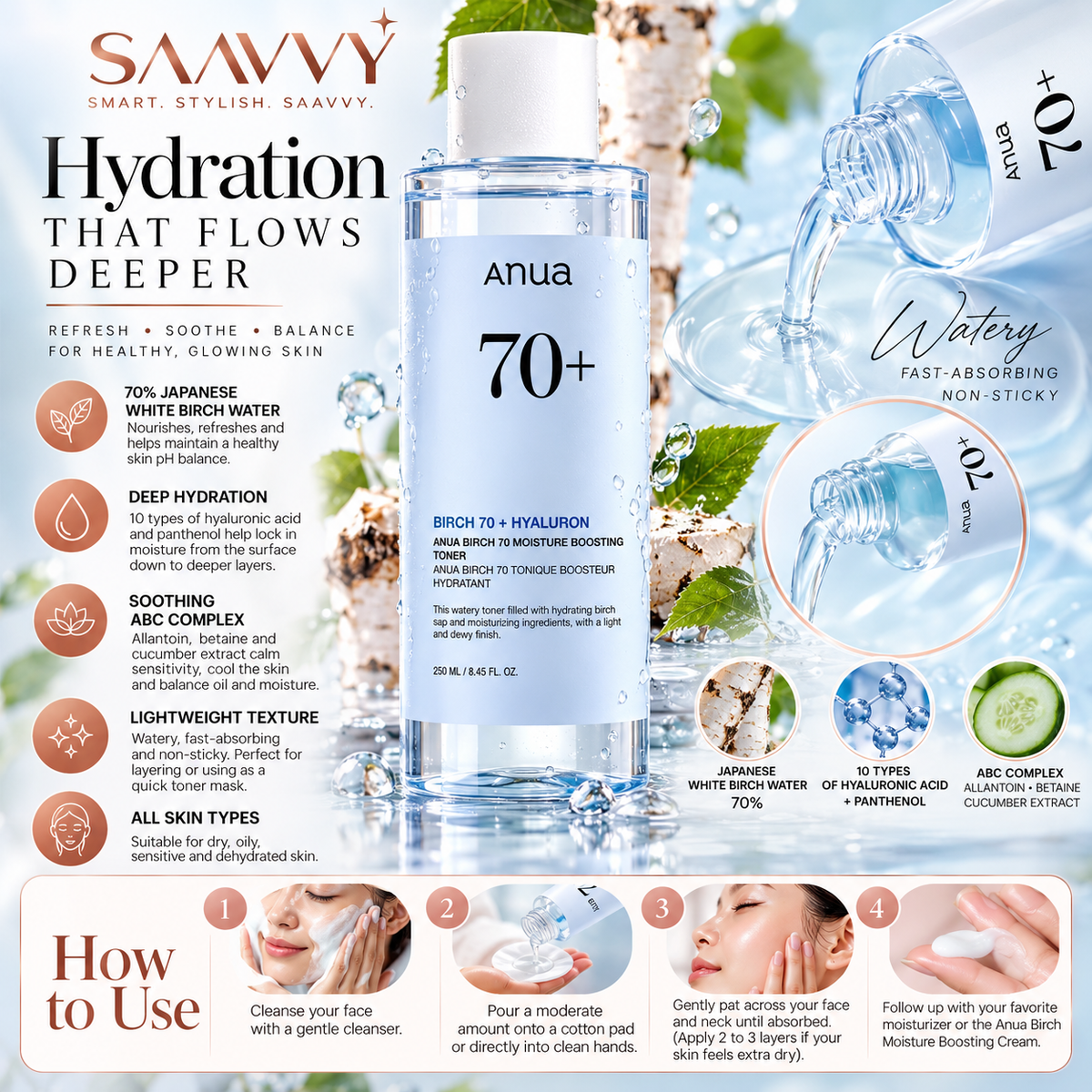 Anua Birch 70 Moisture Boosting Toner (250ml) - SAAVVY