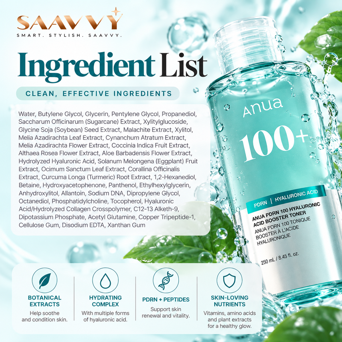 Anua PDRN 100 Hyaluronic Acid Booster Toner - SAAVVY