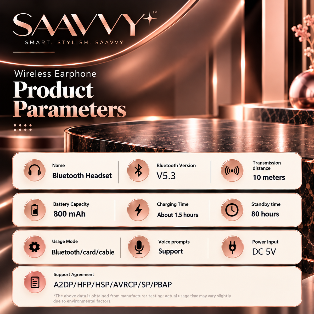 Wireless Bluetooth Headphones with Call Support - SAAVVY