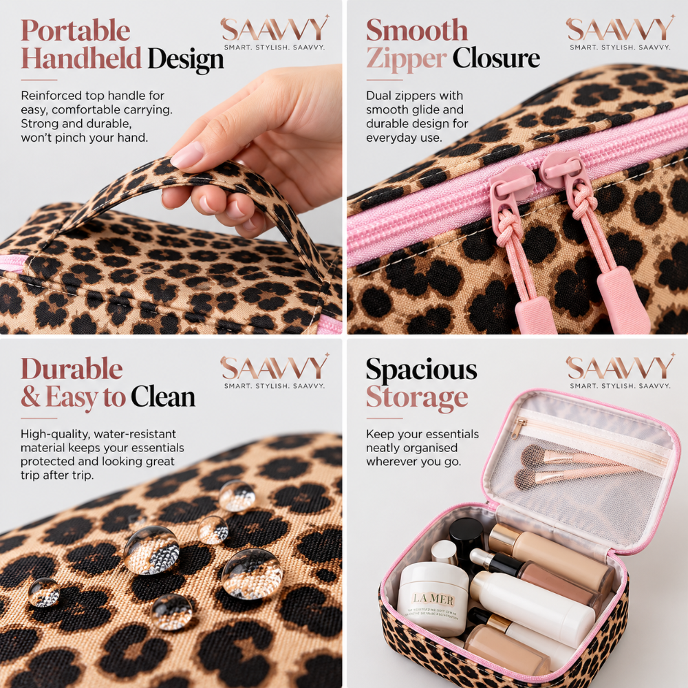SAAVVY Luxe Leopard 4-Piece Travel Organizer Set - SAAVVY