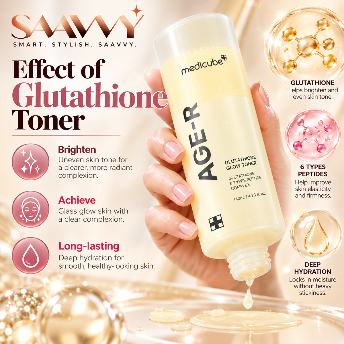 MEDICUBE Age-R Glutathione Glow Toner — 140ml - SAAVVY