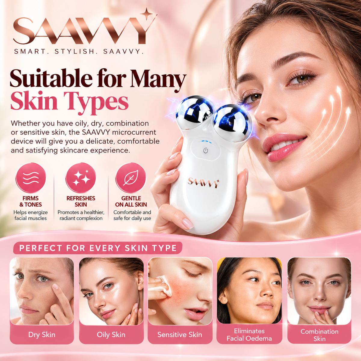 5 in 1 Microcurrent Facial Massager - SAAVVY