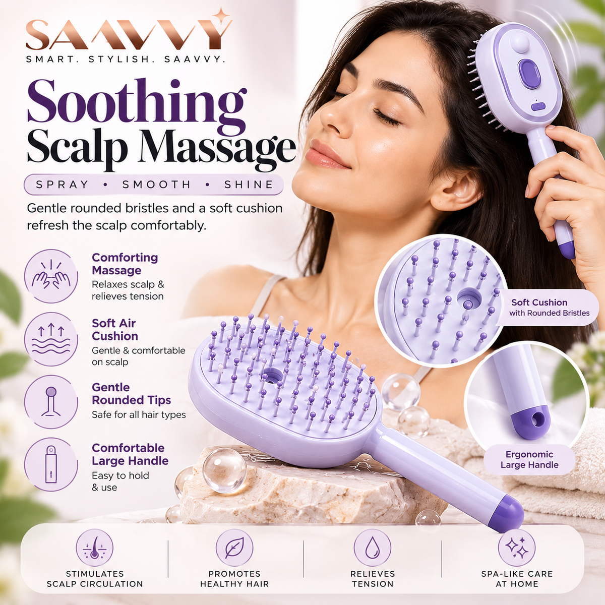 SAAVVY AirMist Scalp & Hair Brush - SAAVVY