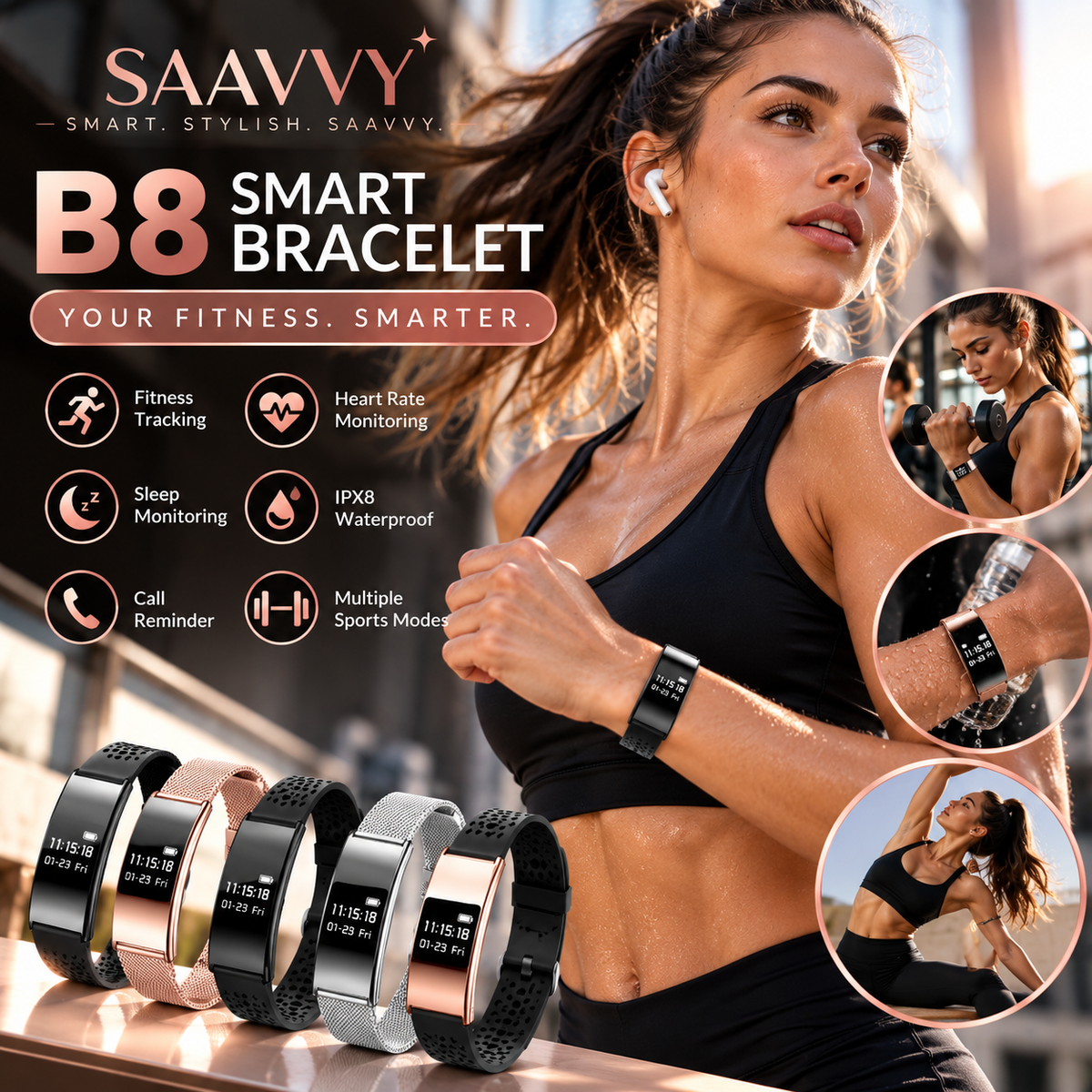 SAAVVY B8 SmartFit™ Fitness Bracelet - SAAVVY