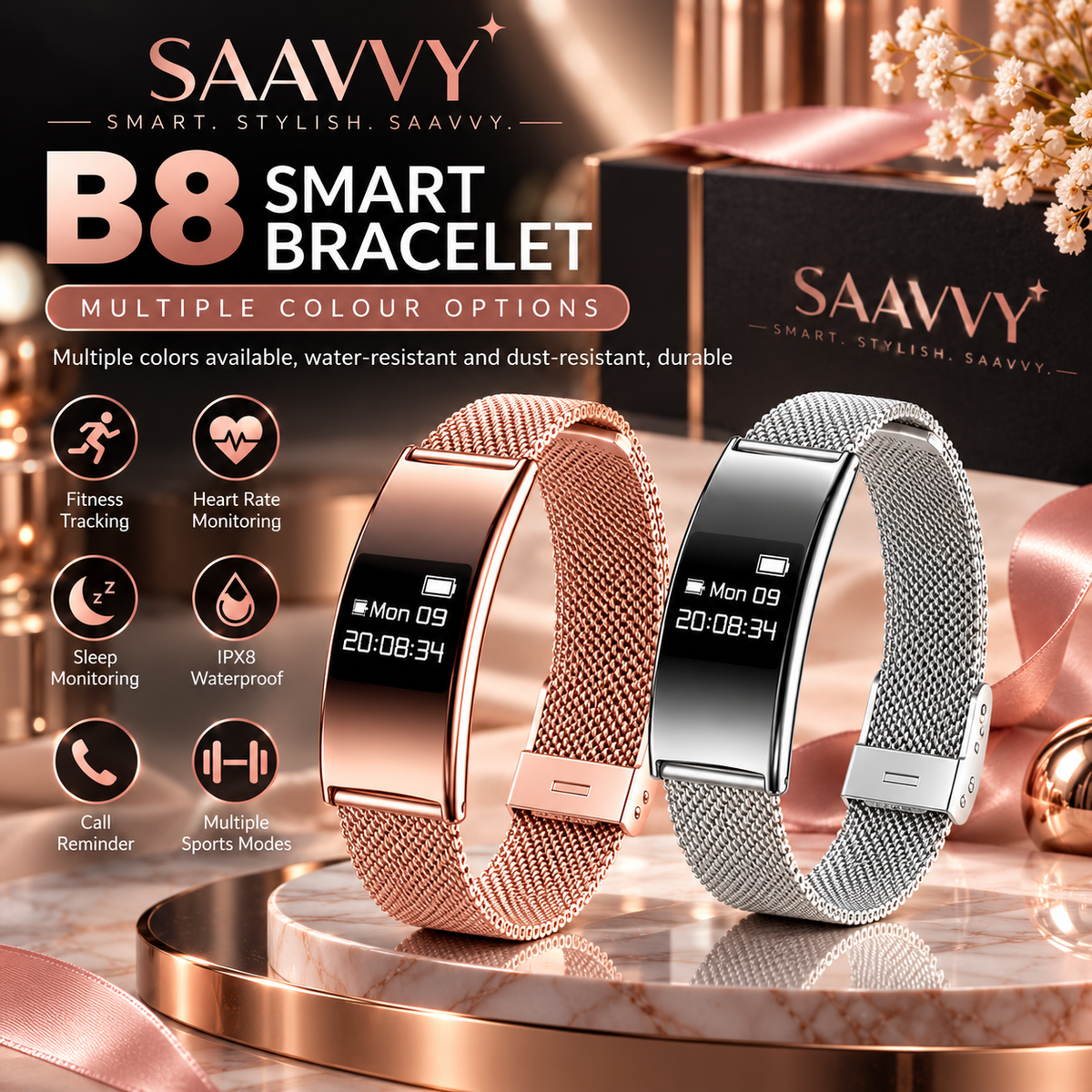 SAAVVY B8 SmartFit™ Fitness Bracelet - SAAVVY