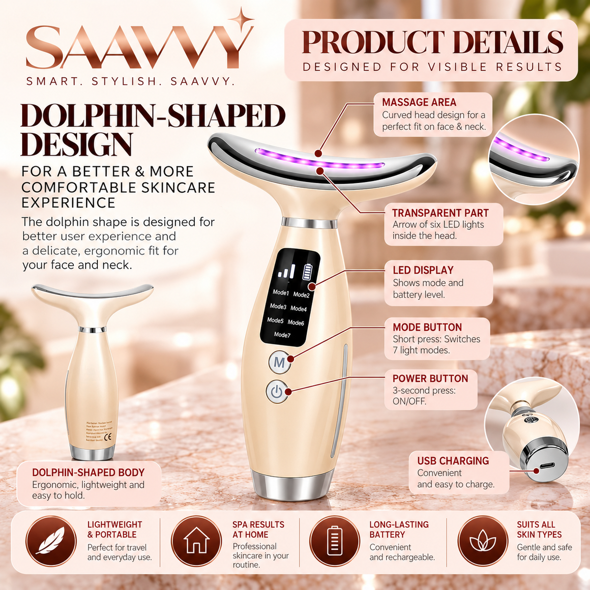 SAAVVY EMS Microcurrent Facial Device - SAAVVY