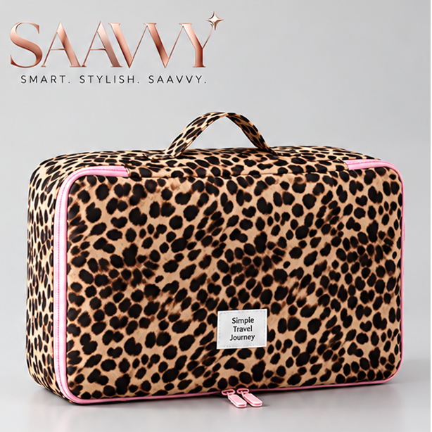 SAAVVY Luxe Leopard 4-Piece Travel Organizer Set - SAAVVY