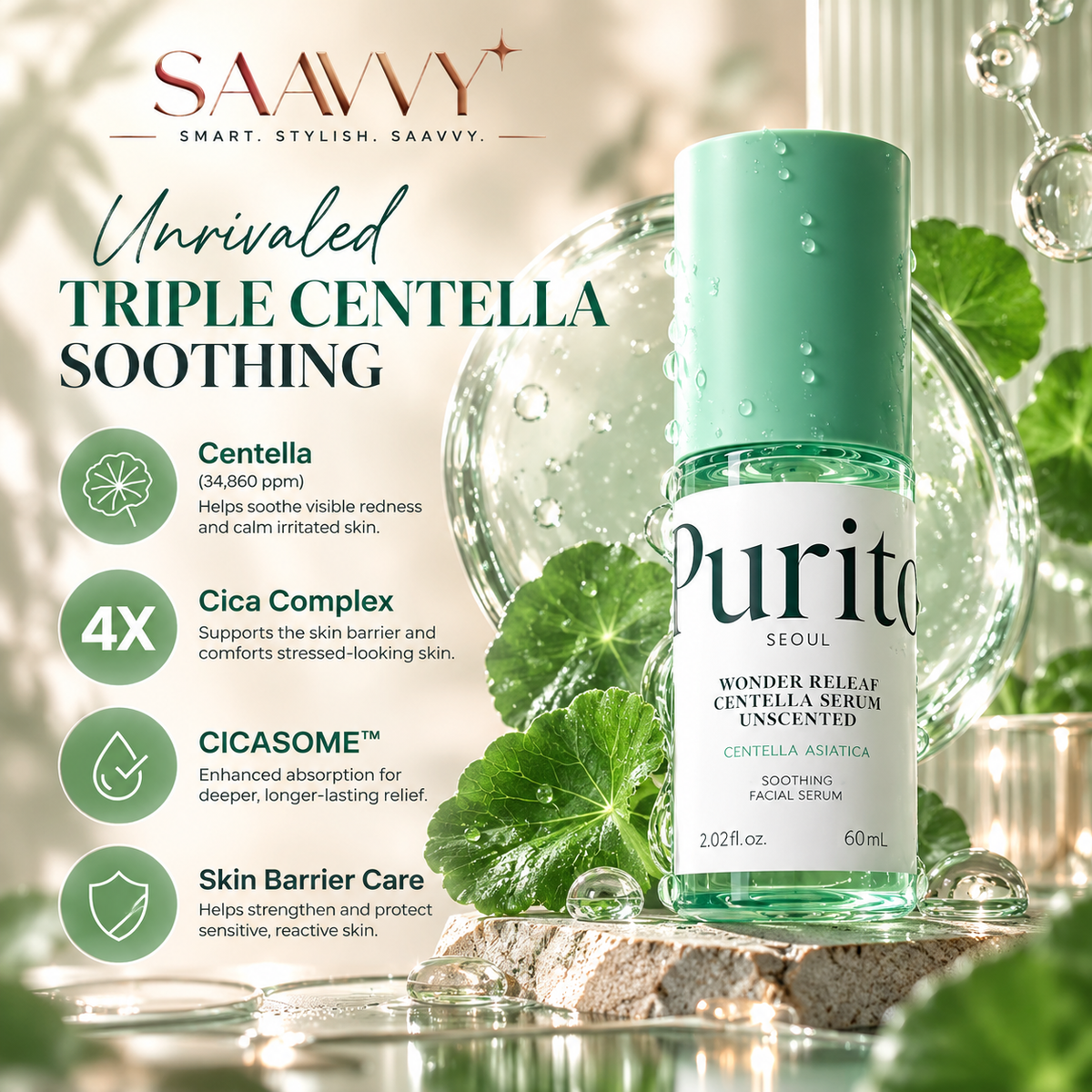 Soothing Purito Seoul Wonder Releaf Centella Serum for Sensitive Skin - SAAVVY